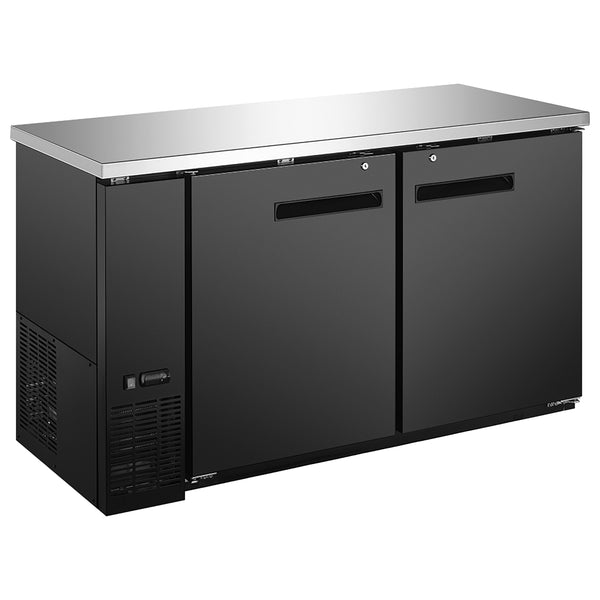 U-Star 2 Solid Door Narrow Depth Back Bar Cooler, in Black