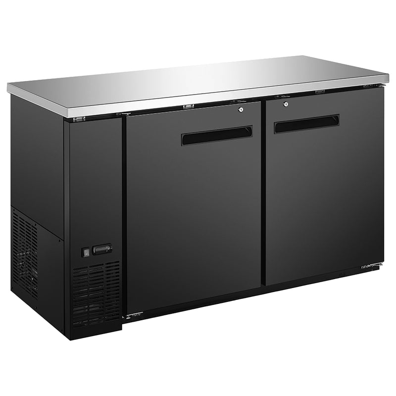 U-Star 2 Solid Door Narrow Depth Back Bar Cooler, in Black