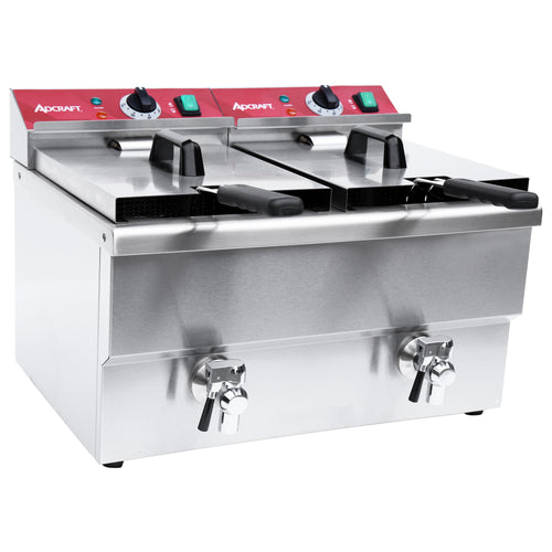 Adcraft Double Deep Fryer, 16 lb Capacity, in Stainless Steel