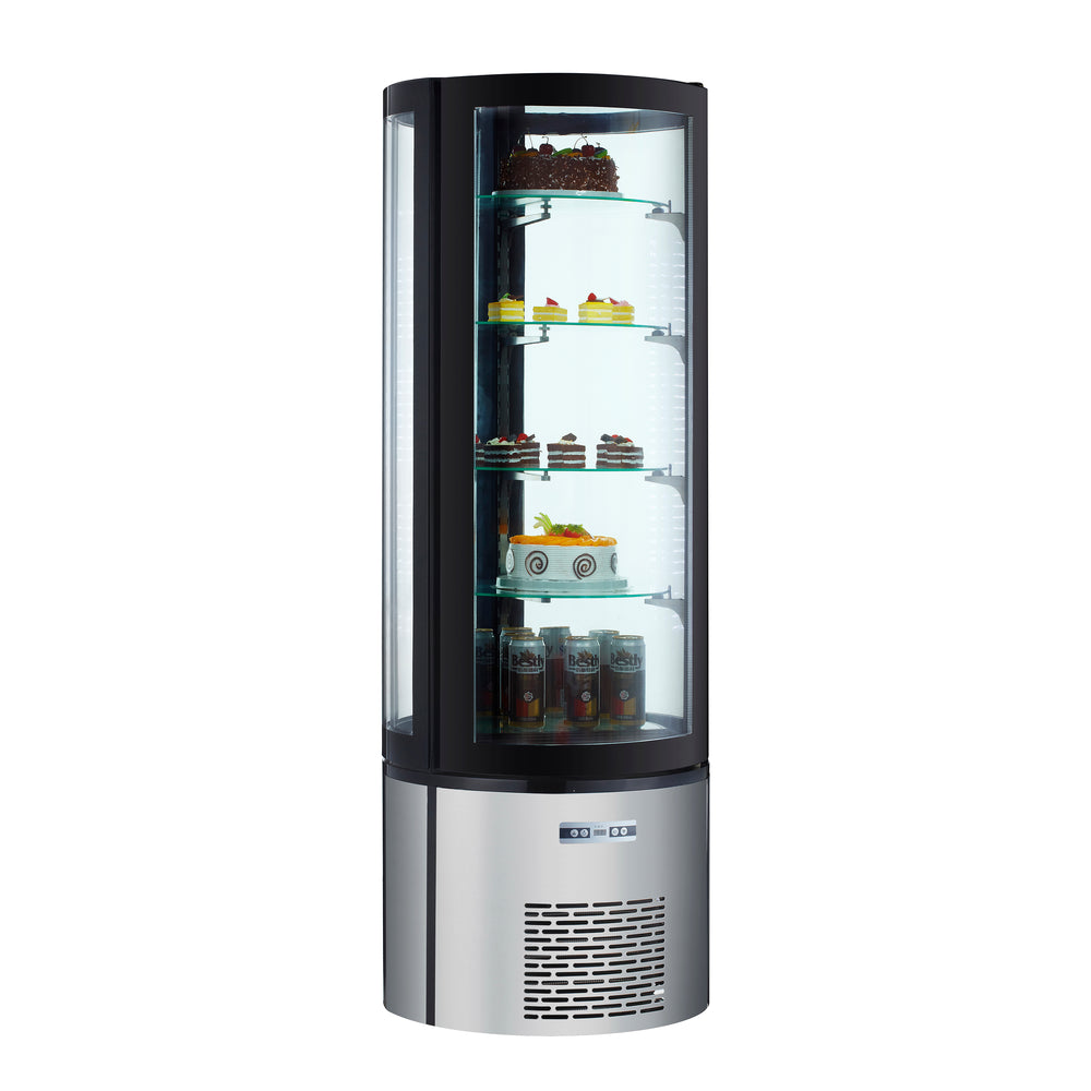 Black Diamond Standing Refrigerated Cake Display Case, Single Glass Door, in Stainless Steel