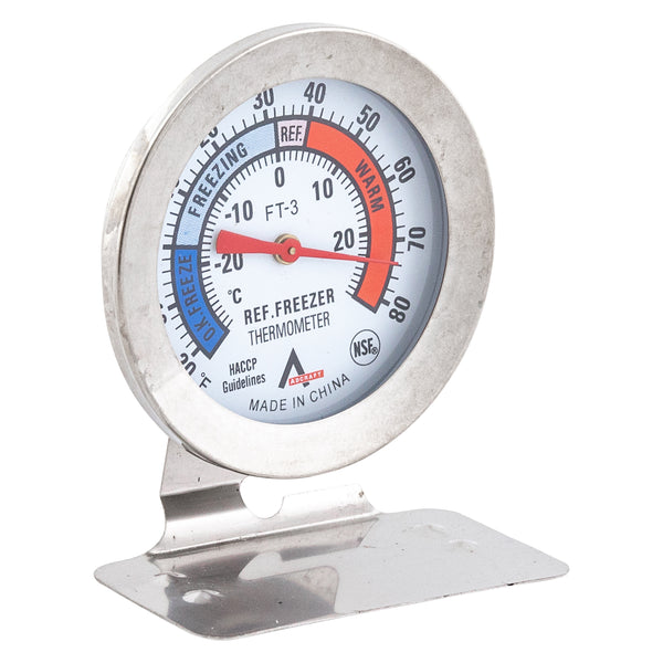 Adcraft Freezer/Refrigerator Thermometer, Stainless Steel Casing