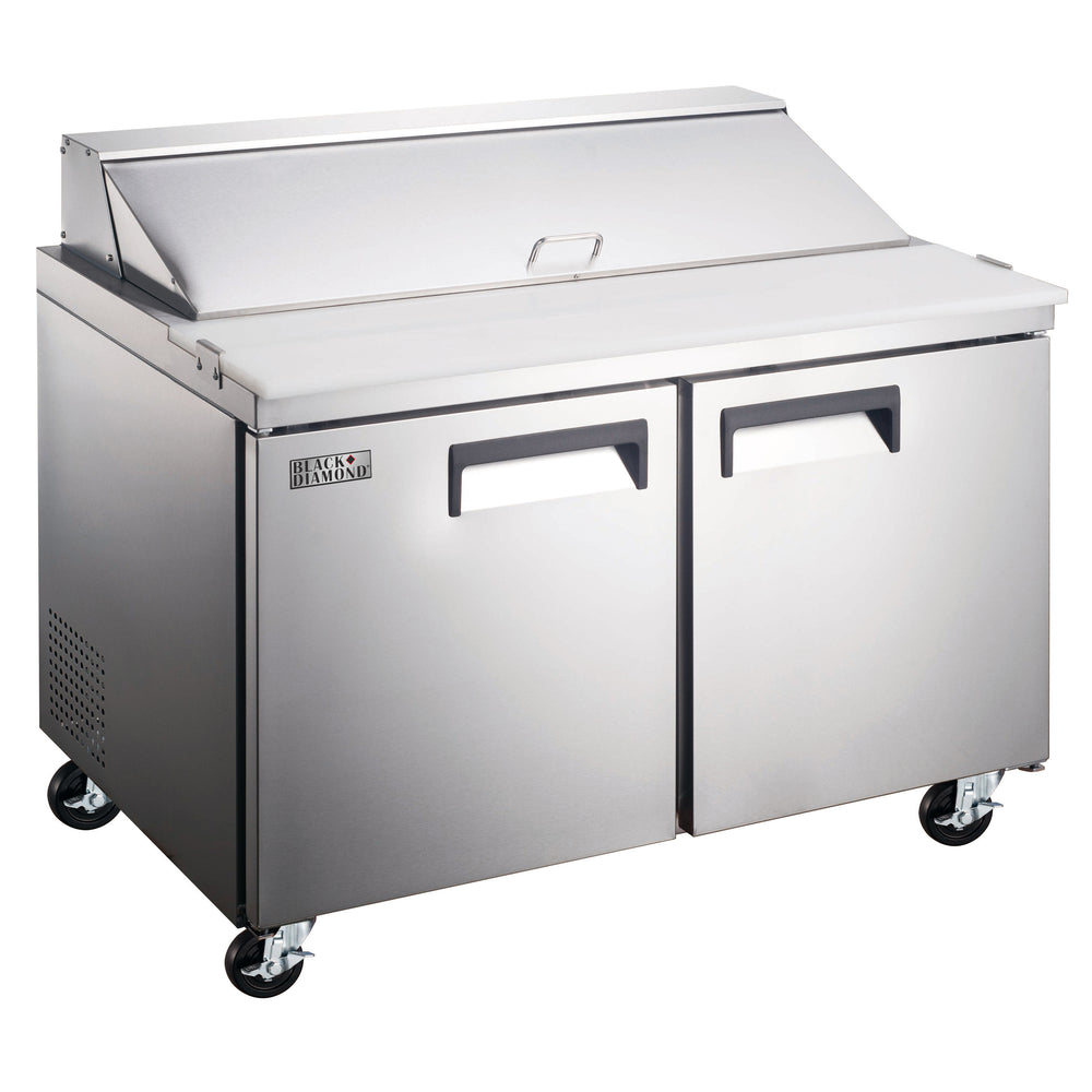 Black Diamond Refrigerated Salad/Sandwich Prep Table, 2 Doors, 47", in Stainless Steel