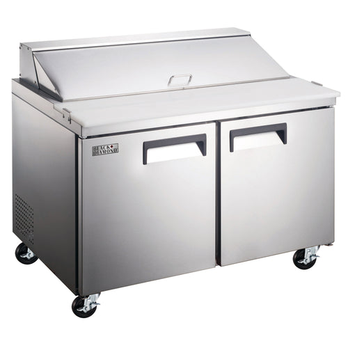 Black Diamond Refrigerated Salad/Sandwich Prep Table, 2 Doors, 47", in Stainless Steel