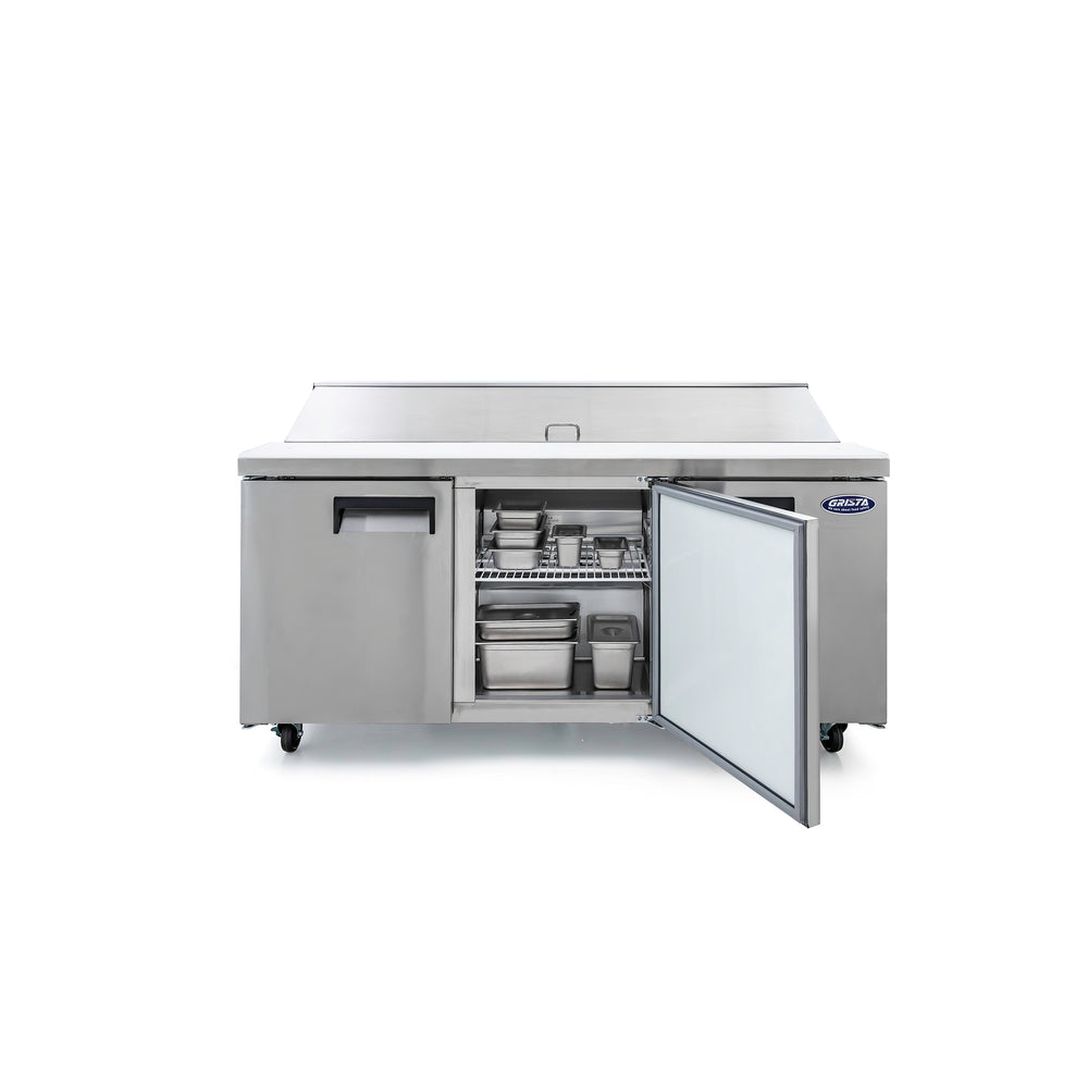 Black Diamond Refrigerated Salad/Sandwich Prep Table, 3 Doors, 70", in Stainless Steel