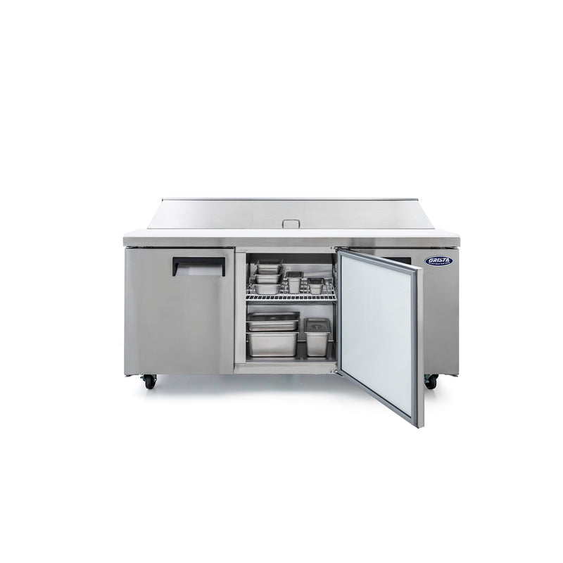 Grista 3 Door Refrigerated Salad/Sandwich Prep Table, in Silver/White