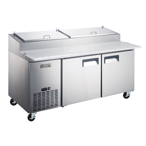 Black Diamond G-Series Refrigerated Pizza Prep Table, Two Solid Doors, in Stainless Steel