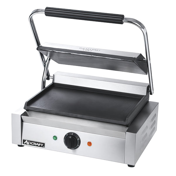 Adcraft Panini Grill with Flat Plates, in Stainless Steel