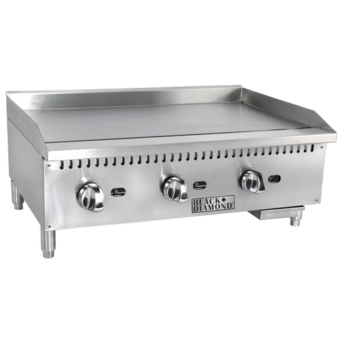 Black Diamond 36" Standard Series Gas Griddle, 3 Burners, in Stainless Steel