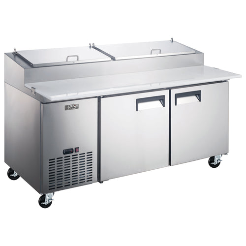 Black Diamond Refrigerated Pizza Prep Table, 2 Solid Doors, 18 Cu. Ft. Capacity, in Stainless Steel