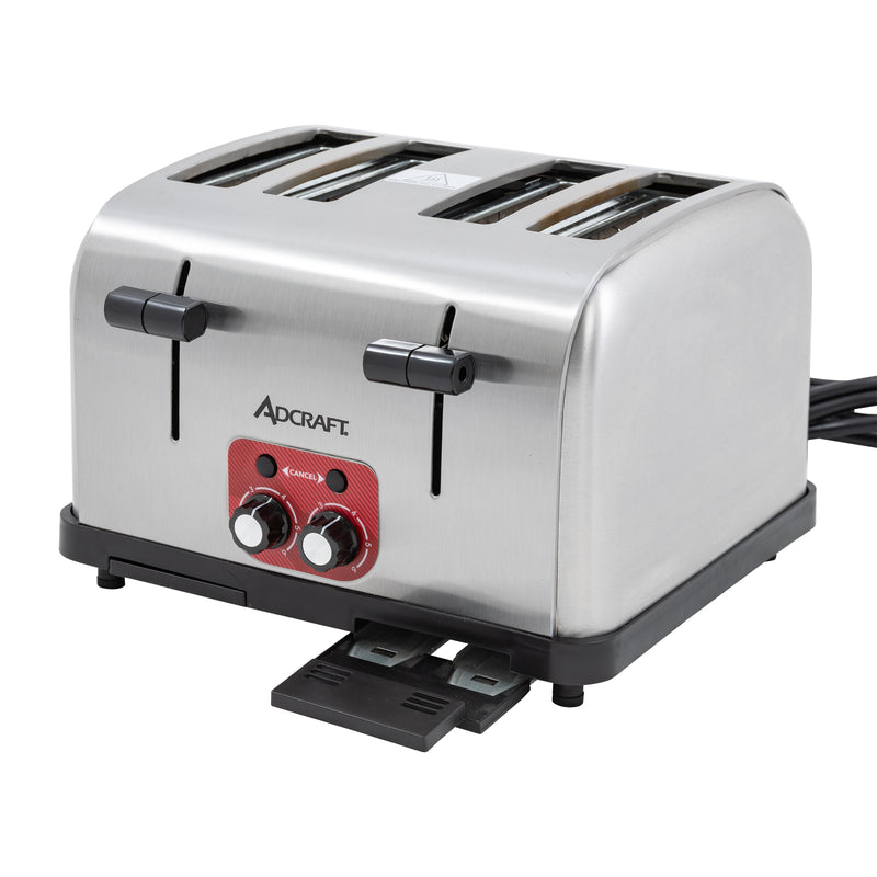 Adcraft Medium Duty 4-Slice Pop-Up Commercial Toaster, in Silver