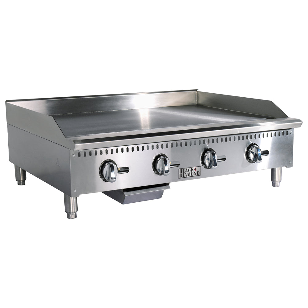 Black Diamond 48" Heavy Duty Thermostatic Gas Griddle, 4 Burners, in Stainless Steel