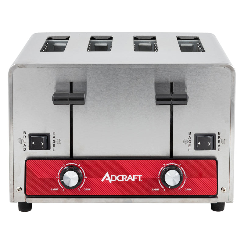 Adcraft Heavy Duty Bread and Bagel 4-Slice Pop-Up Commercial Toaster, in Silver