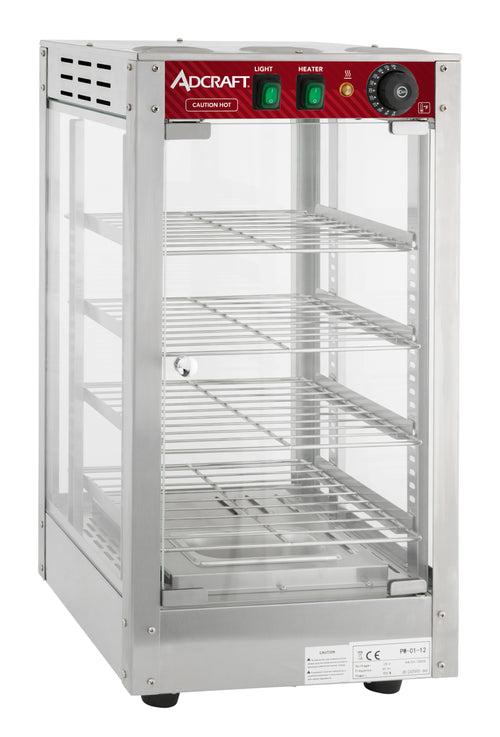 Adcraft Heated Pizza Display Warmer 12”, 1 Door, in Stainless Steel