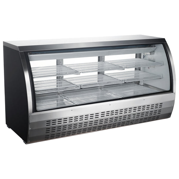 U-Star Curved Glass Refrigerated Deli Case, 82"W, 30.9 cu ft, in Black (USDC-82)