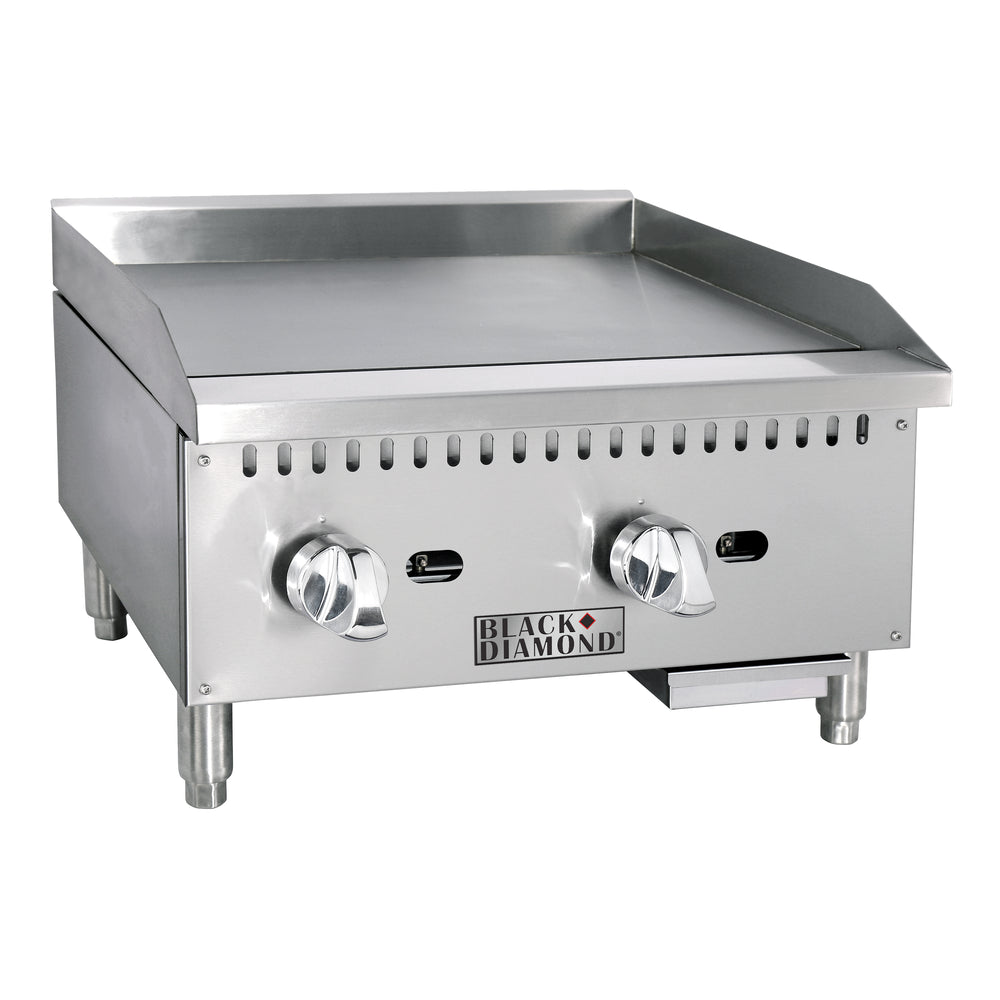 Black Diamond 24" Standard Series Gas Griddle, 2 Burners, in Stainless Steel