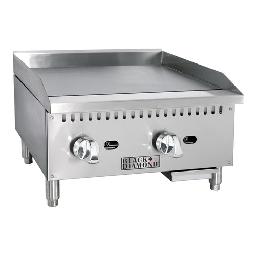 Black Diamond 24" Standard Series Gas Griddle, 2 Burners, in Stainless Steel