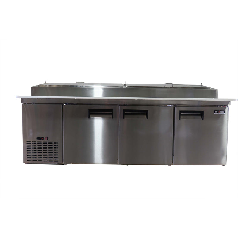 U-Star 3 Door Refrigerated Pizza Prep Table, in Silver