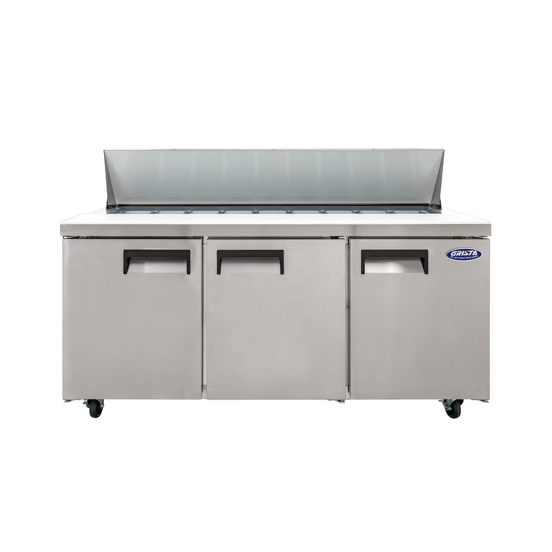 Grista 3 Door Refrigerated Salad/Sandwich Prep Table, in Silver/White