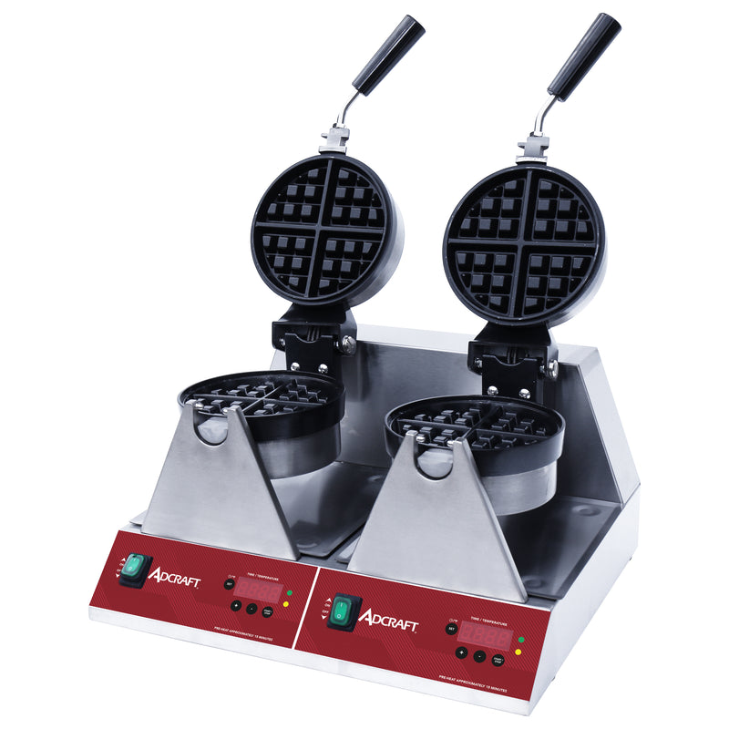 Adcraft Double Belgian Waffle Maker, in Stainless Steel