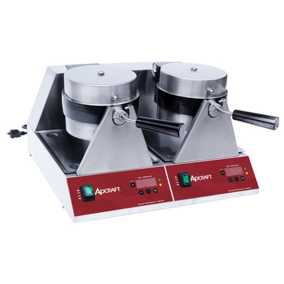 Adcraft Double Belgian Waffle Maker, 7", in Stainless Steel