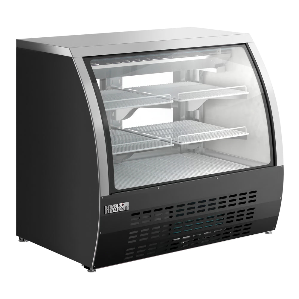 Black Diamond Curved Glass Refrigerated Deli Case 15.5 cu ft Capacity, in Black