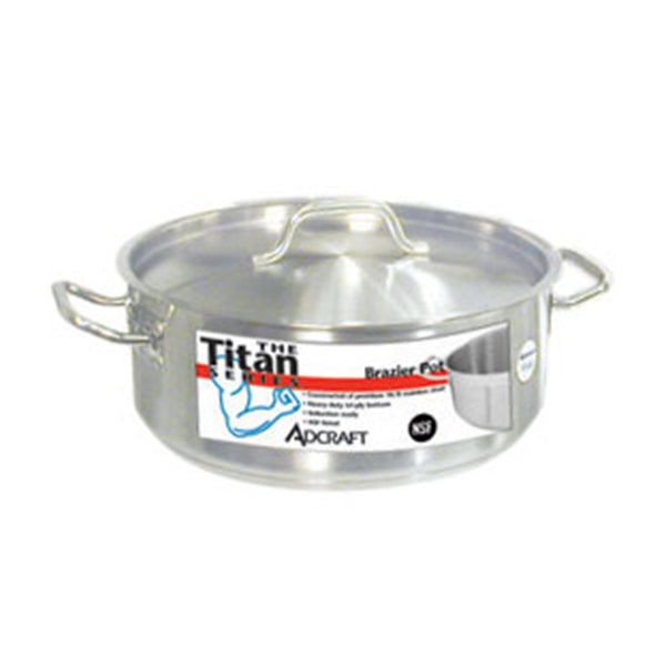 Adcraft Titan Induction Brazier Pot with Cover 20 quart