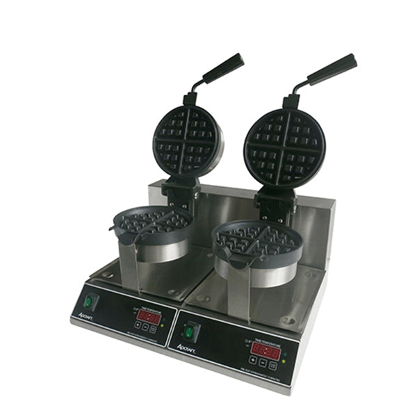 Adcraft Belgian Waffle Maker 7" Round - Double