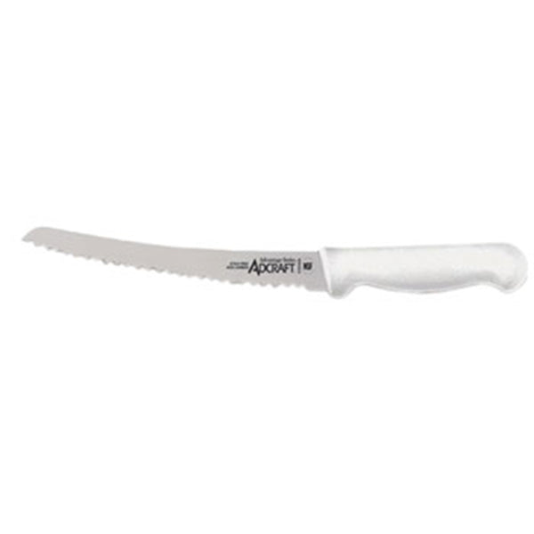 Adcraft Wavy Edge Curved Bread Knife (10", white)