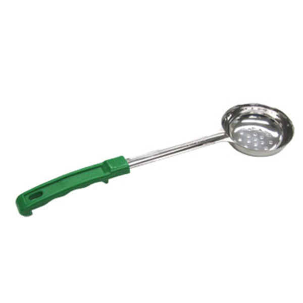 Adcraft One Piece Ladoon (3 oz., perforated bowl, green handle)