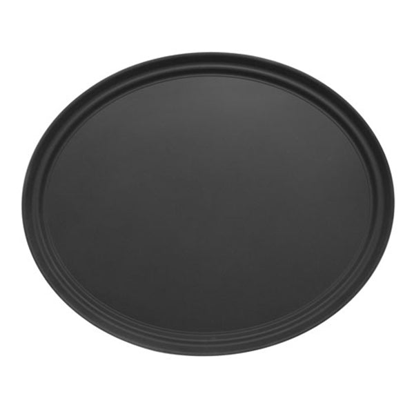 Adcraft Fiberglass Non-Skid Serving Tray 27" Oval Black