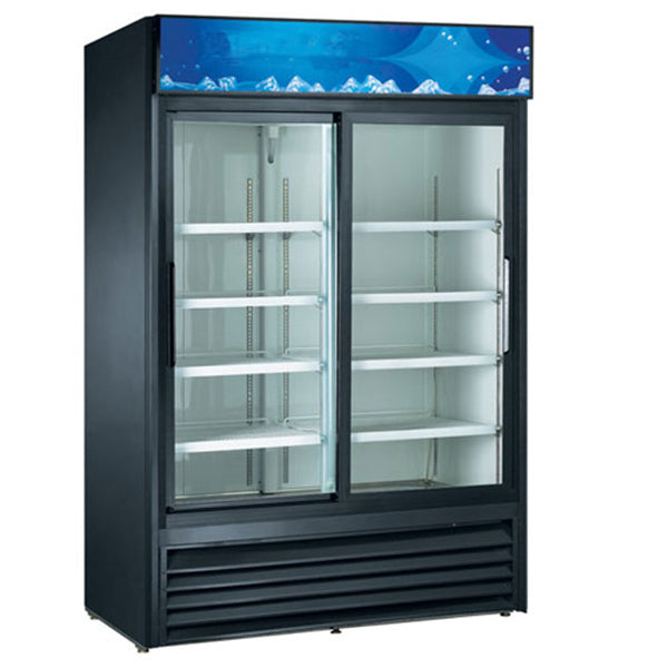 U-Star Sliding Glass Door 53" Merchandiser Refrigerator - 2 Door, Black